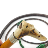 Victorian Leather Dog Form Beagling Crop Whip With Dog Whistle Antique c1890