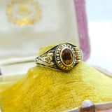 10ct Yellow Gold & Citrine Cedar Creek College LA Graduation Ring Vintage 1982