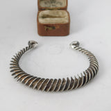Sterling Silver Designer Roman Style Bangle Cabochon Moonstone Set Vintage