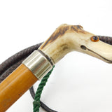 Victorian Leather Dog Form Beagling Crop Whip With Dog Whistle Antique c1890