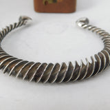 Sterling Silver Designer Roman Style Bangle Cabochon Moonstone Set Vintage