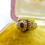 10ct Yellow Gold & Citrine Cedar Creek College LA Graduation Ring Vintage 1982