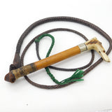 Victorian Leather Dog Form Beagling Crop Whip With Dog Whistle Antique c1890