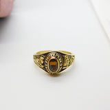 10ct Yellow Gold & Citrine Cedar Creek College LA Graduation Ring Vintage 1982