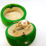 9ct Yellow Gold & Pearl Set Crossover Dress Ring Vintage 1989 London