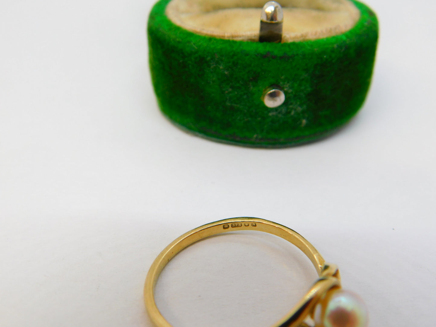9ct Yellow Gold & Pearl Set Crossover Dress Ring Vintage 1989 London
