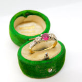 Victorian 18ct Yellow Gold, 0.2ct Ruby & Diamond Dress Ring Antique c1890