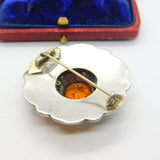 Victorian Sterling Silver, Bloodstone, Agate & Citrine Kilt Brooch Antique c1860