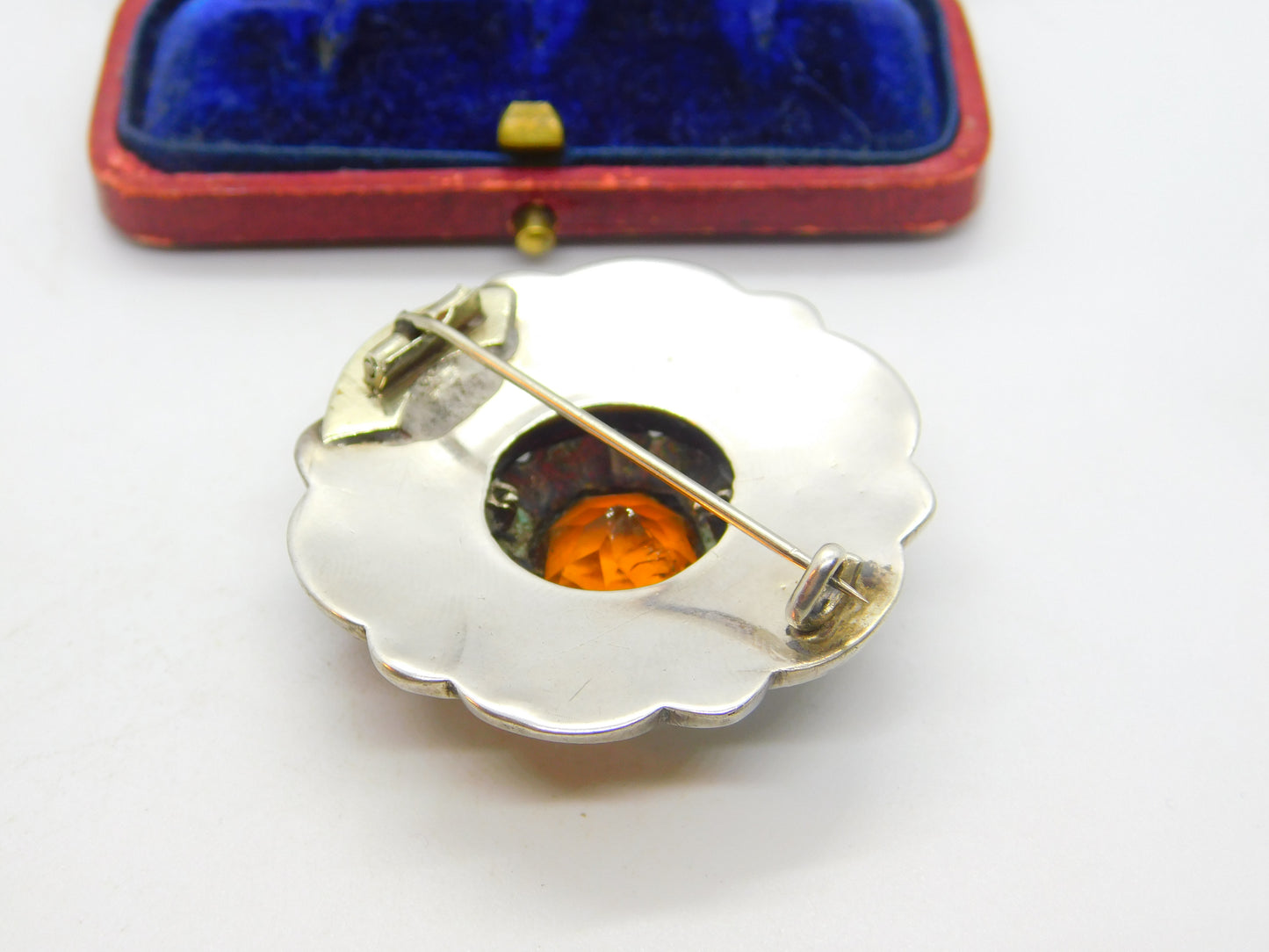 Victorian Sterling Silver, Bloodstone, Agate & Citrine Kilt Brooch Antique c1860