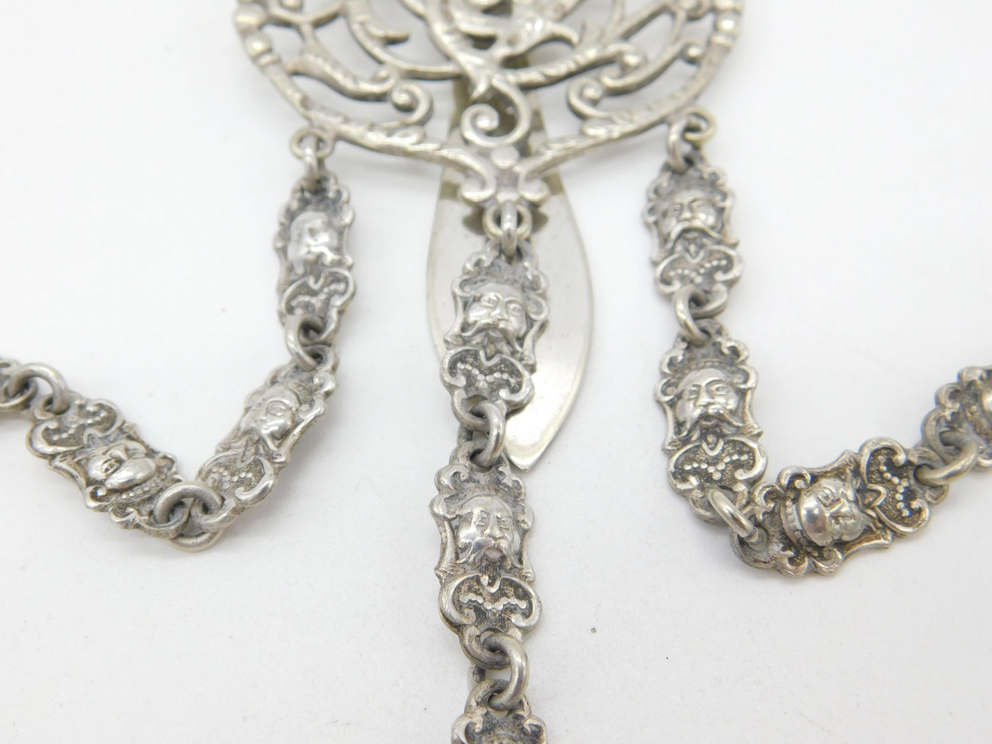 Art Nouveau Sheffield Silver Plated Sewing Chatelaine Oriental Detail Antique c1880