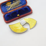 Norwegian Sterling Silver Yellow Enamel Leaf Brooch Knut Rasmussen Antique