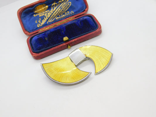 Norwegian Sterling Silver Yellow Enamel Leaf Brooch Knut Rasmussen Antique