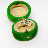 9ct Yellow Gold, Sapphire & Diamond Set Crossover Ring Vintage 1988 London