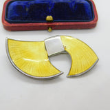 Norwegian Sterling Silver Yellow Enamel Leaf Brooch Knut Rasmussen Antique