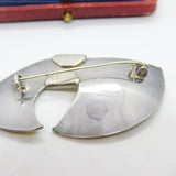 Norwegian Sterling Silver Yellow Enamel Leaf Brooch Knut Rasmussen Antique