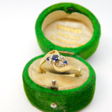 9ct Yellow Gold, Sapphire & Diamond Set Crossover Ring Vintage 1988 London