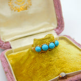 Victorian 15ct Yellow Gold & Turquoise Set Dress Ring Antique c1880 Floral Edged