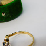 9ct Yellow Gold, Sapphire & Diamond Set Crossover Ring Vintage 1988 London