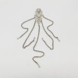 Large Art Nouveau Silver Plated Leaf Form Sewing Chatelaine Antique c1880 Victorian