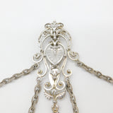 Large Art Nouveau Silver Plated Leaf Form Sewing Chatelaine Antique c1880 Victorian