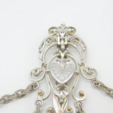 Large Art Nouveau Silver Plated Leaf Form Sewing Chatelaine Antique c1880 Victorian