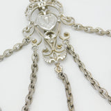 Large Art Nouveau Silver Plated Leaf Form Sewing Chatelaine Antique c1880 Victorian