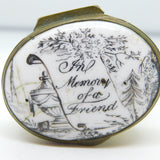 George III Bilston Enamel 'The Memory of a Friend' Patch Box Antique c1790