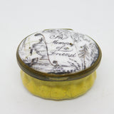 George III Bilston Enamel 'The Memory of a Friend' Patch Box Antique c1790