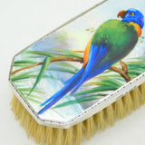 Sterling Silver & Colourful Enamel Parrot Clothes Brush Antique 1927 London