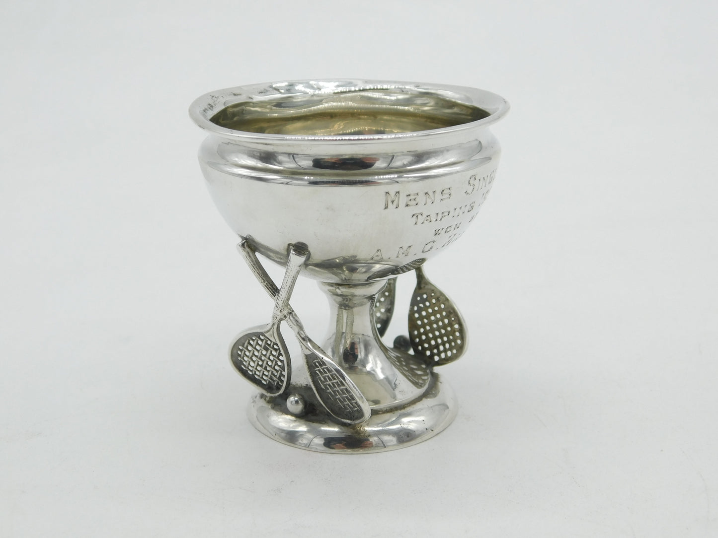 Sterling Silver 'Taiping' Tennis Trophy Racket Form Antique 1922 Birmingham Deco