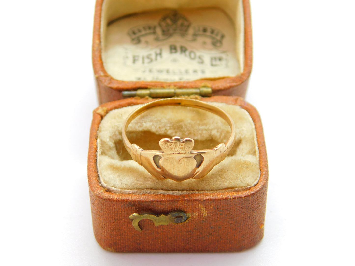 9ct Yellow Gold Irish Claddagh Wedding Band Ring Vintage c1970