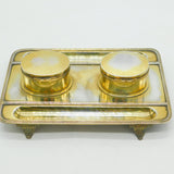 Victorian Sterling Silver Gilt Desk Stand Inkwell Antique 1886 London George Fox