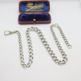 Edwardian Sterling Silver Graduating Albert Watch Chain Antique c1910 17" Length