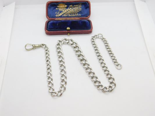 Edwardian Sterling Silver Graduating Albert Watch Chain Antique c1910 17" Length