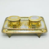 Victorian Sterling Silver Gilt Desk Stand Inkwell Antique 1886 London George Fox