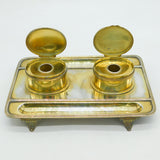 Victorian Sterling Silver Gilt Desk Stand Inkwell Antique 1886 London George Fox