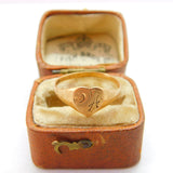 9ct Yellow Gold 'A' Initial Heart Shaped Signet Ring 1988 Birmingham