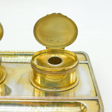 Victorian Sterling Silver Gilt Desk Stand Inkwell Antique 1886 London George Fox