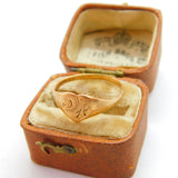 9ct Yellow Gold 'A' Initial Heart Shaped Signet Ring 1988 Birmingham