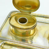Victorian Sterling Silver Gilt Desk Stand Inkwell Antique 1886 London George Fox