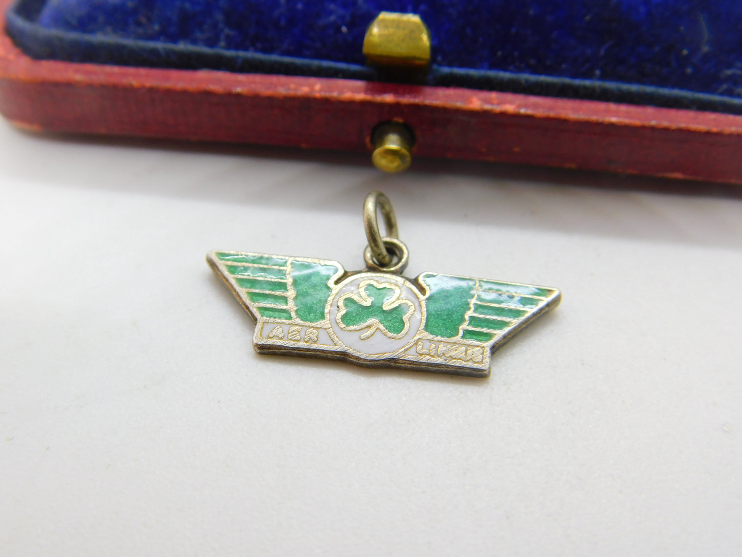 Sterling Silver & Enamel 'Aer Lingus' Airline Interest Charm Pendant Vintage