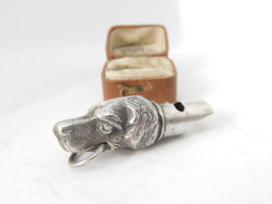 Sterling Silver Retriever Shaped Dog Whistle Working Order Vintage c1970