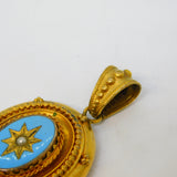 19th Century Pinchbeck Blue Enamel Etruscan Tassel Pendant Antique c1850s