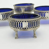 George III Sterling Silver Salt Cellar Set on Cloven Feet Antique 1776 London