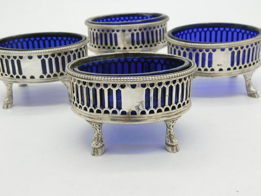 George III Sterling Silver Salt Cellar Set on Cloven Feet Antique 1776 London