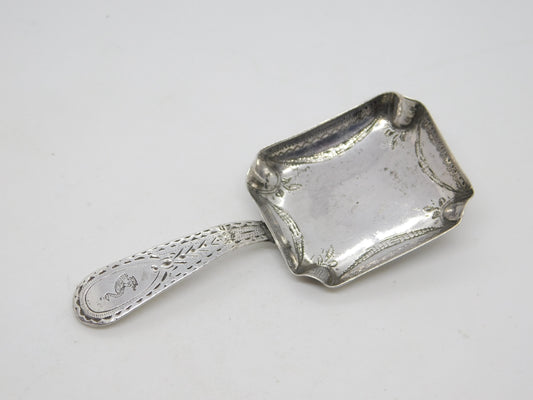 George III Sterling Silver Peacock Crest Tea Caddy Spoon Antique 1793 London