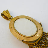 19th Century Pinchbeck Blue Enamel Etruscan Tassel Pendant Antique c1850s