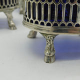 George III Sterling Silver Salt Cellar Set on Cloven Feet Antique 1776 London