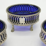 George III Sterling Silver Salt Cellar Set on Cloven Feet Antique 1776 London