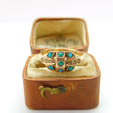 Victorian 9ct Yellow Gold, Turquoise & Seed Pearl Dress Ring 1877 Birmingham
